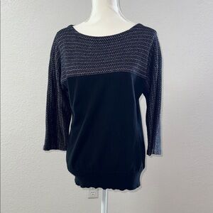 LAUREN RALPH LAUREN Women's Black and Gray Sweater Size L